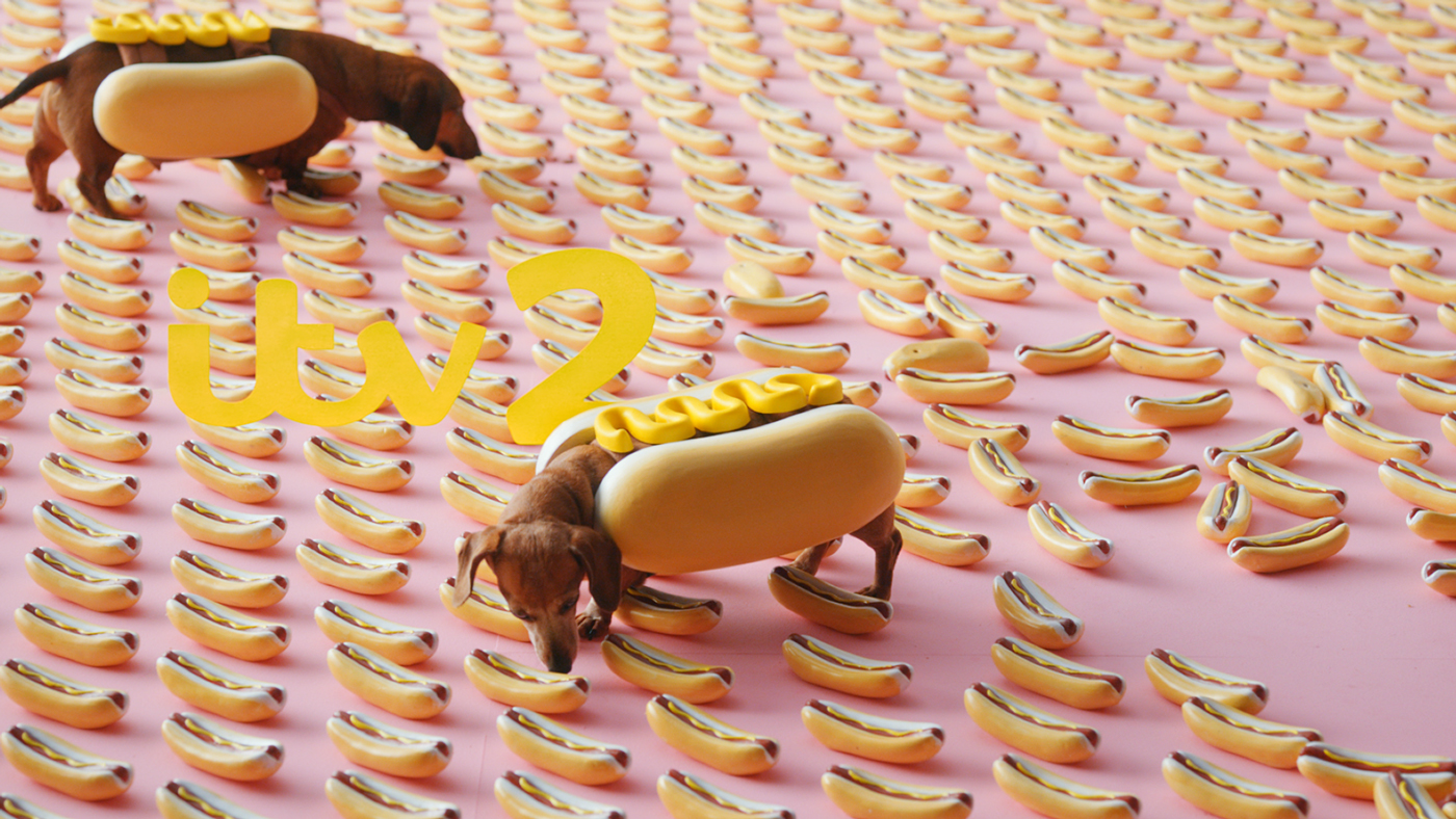 ITV2 channel brand identity hot dog